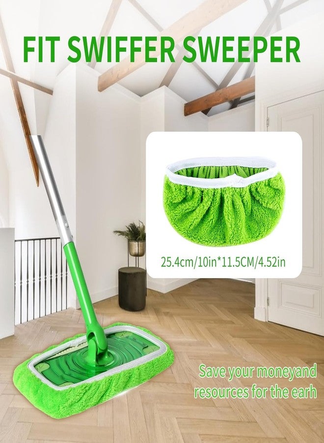 Abvsdu 4PCS Reusable Microfiber Mop Pads Compatible with Swiffer Sweeper, Washable Wet Mop Pad, Refill Pad for Wet Dual Purpose Mop for 10-12 Inch Cleaning Mops - Image 2